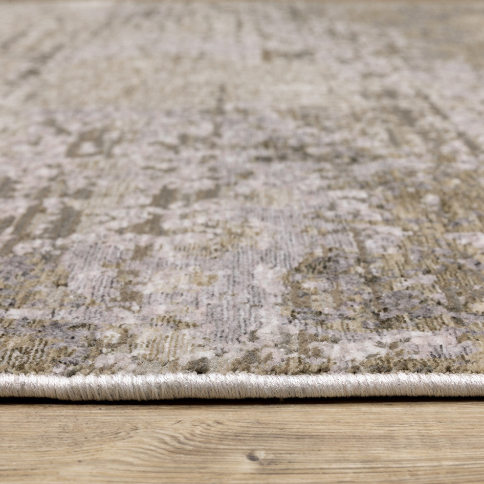 Noble Industrial Abstract Beige/ Grey Indoor Area Rug, Beige, 5'3"x7'6"