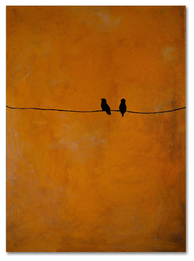 'Bird Pair Yellow' Canvas Art by Nicole Dietz