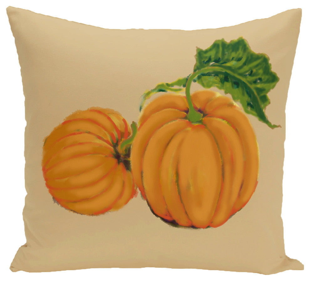 Pumpkin Patch Holiday Print Pillow, Orange, 18"x18"