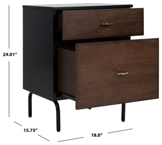Safavieh Genevieve 2 Drawer Nightstand, Walnut/Black
