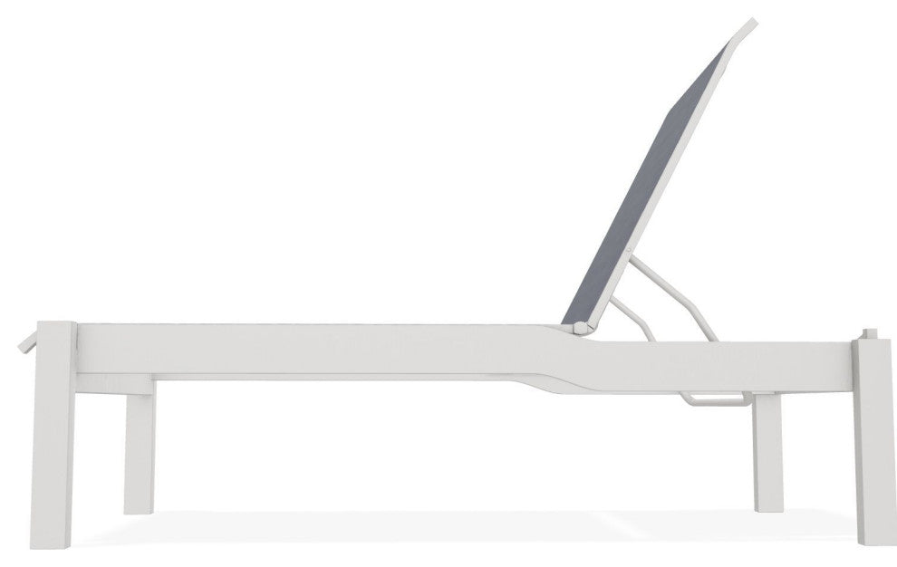 Leeward Sling Stackable Outdoor Chaise Lounge, Augustine Denim/Snow