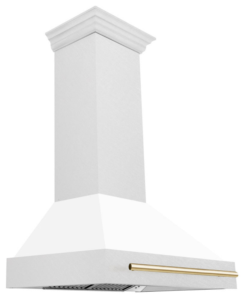 ZLINE 36 In. Wall Mount Hood, DuraSnow With White Matte Shell, 8654SNZ-WM36-G