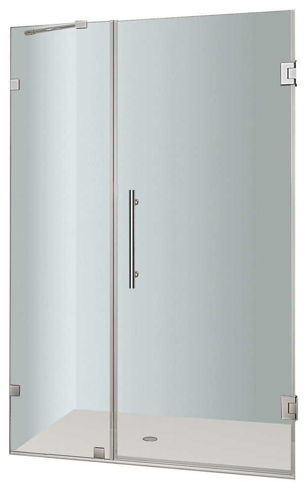 Aston Nautis 42"x72" Completely Frameless Hinged Shower Door, Stainless Steel