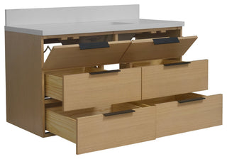 Oslo 42" Floating Wall Mounted Bathroom Vanity, Blonde, Matte White