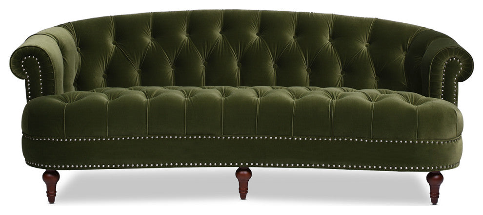 La Rosa Victorian Chesterfield Tufted Sofa, Olive Green Performance Velvet