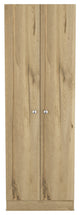 Virginia Double Door Storage Cabinet with 5 Shelves, Light Oak and Black