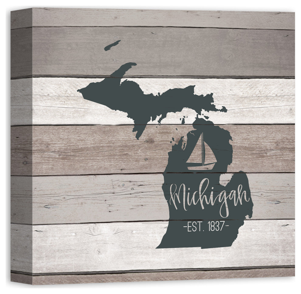 Michigan Established 16x16 Canvas Wall Art