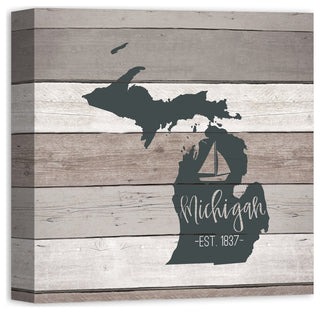 Michigan Established 16x16 Canvas Wall Art