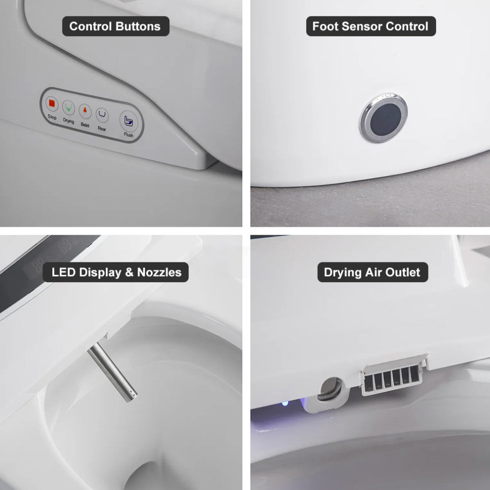 Smart One-Piece 1.27 GPF Floor Mounted Elongated Toilet and Bidet with Seat, Gold