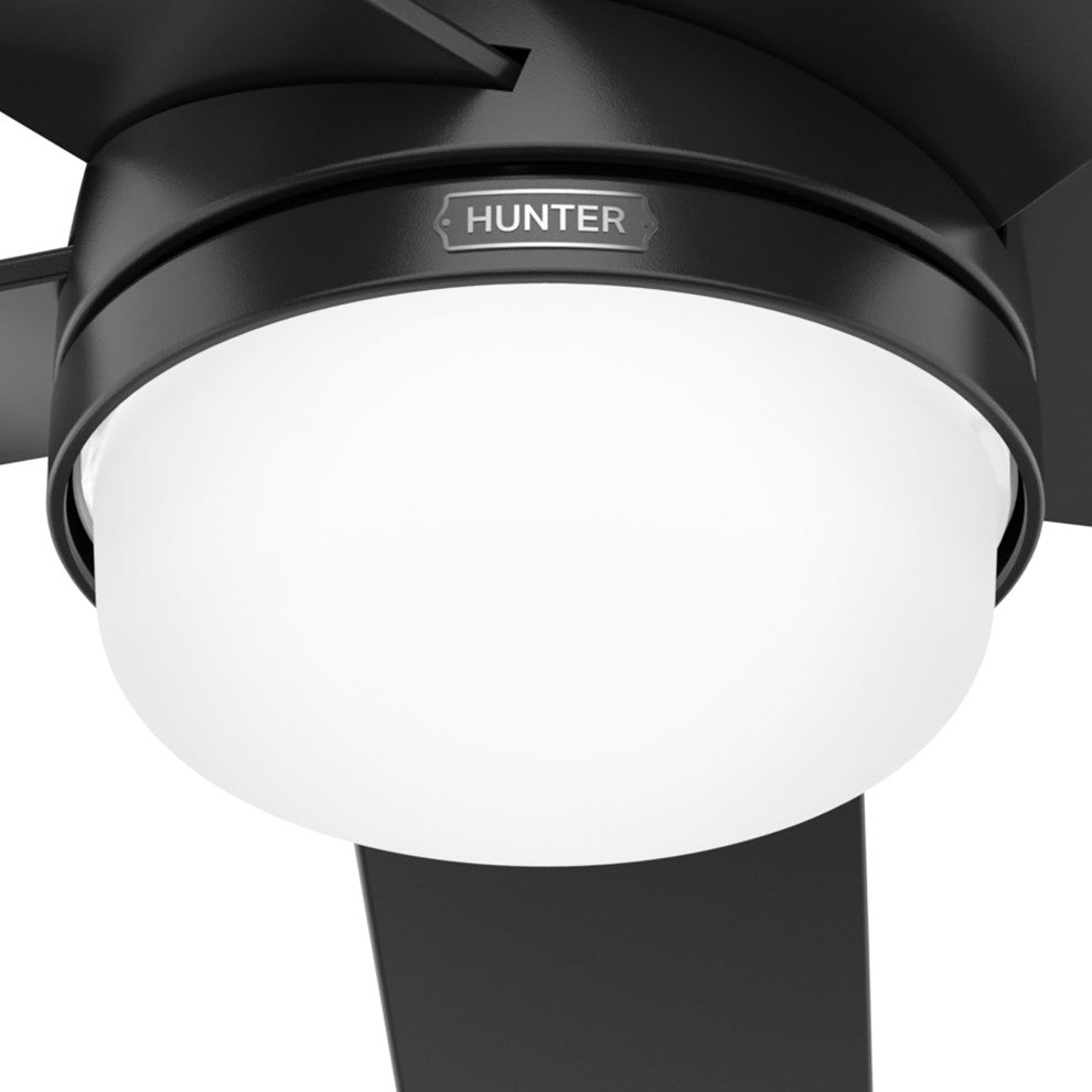 Hunter 52" Yuma Matte Black Damp Rated Ceiling Fan With LED Light Kit and Remote