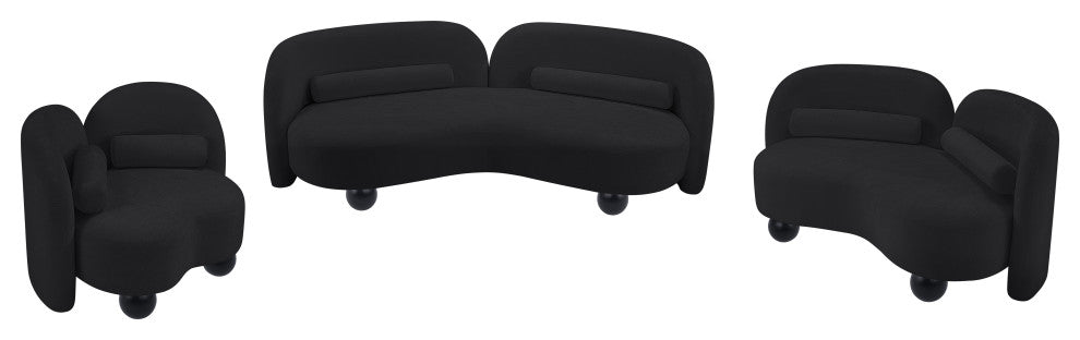 Daphne Upholstered Chair/Loveseat/Sofa, Black, Chenille Fabric, Chair