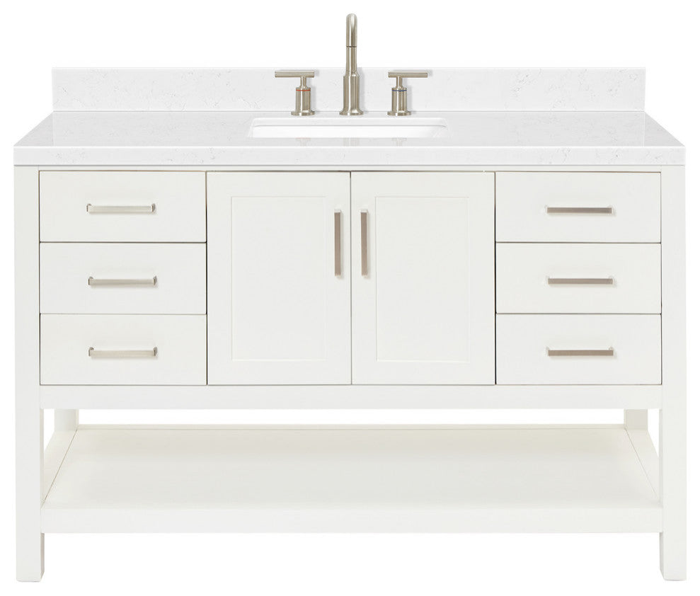 Ariel Magnolia 54" Single Rectangle Sink Vanity, Carrara Quartz