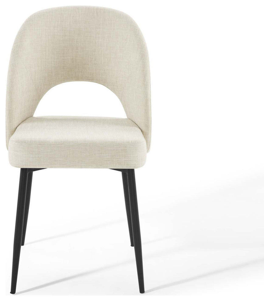 Rouse Dining Side Chair Upholstered Fabric Set of 2-Black Beige