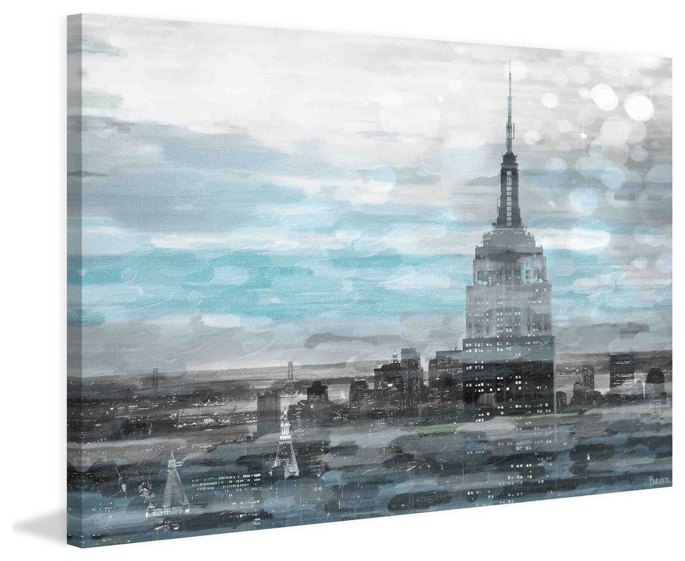 "Blue City Hues" Print on Canvas, 18"x12"