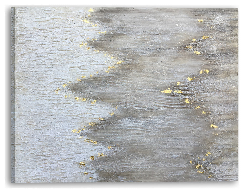 Hand -painted "Abstract Gold Beach" Canvas wall Art, Modern coastal art