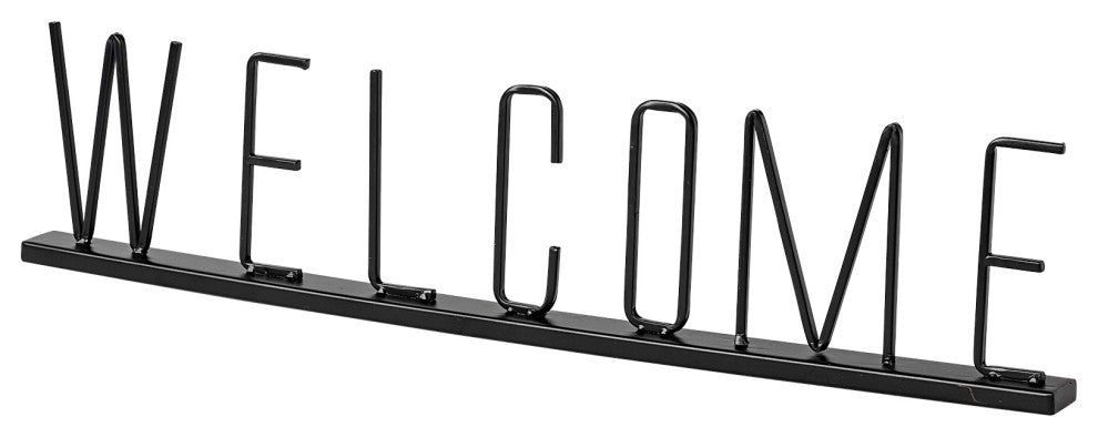 Welcome 24Lx1W Black Metal Sign