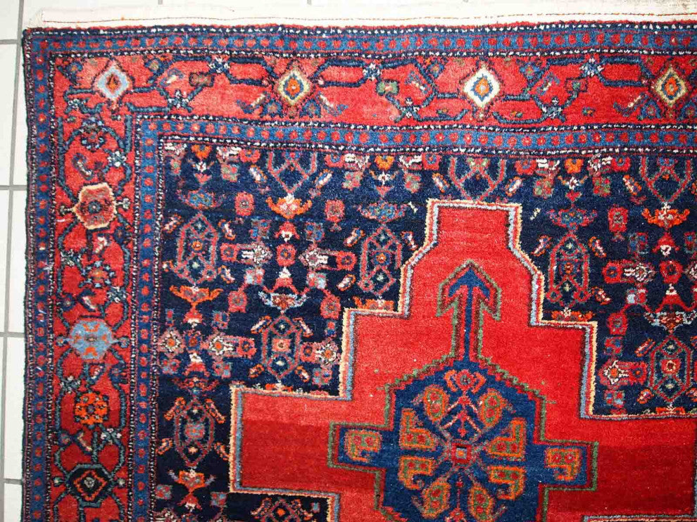 Handmade Vintage Persian Senneh Rug, 3.9'x5.5', 119cmx169cm 1960s