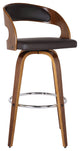 Brown Faux Leather Modern Walnut Wooden Bar Stool