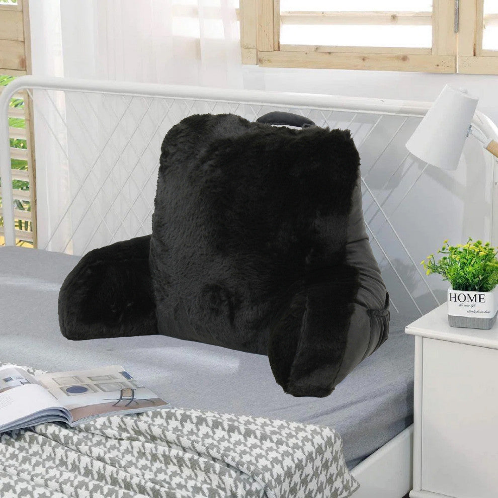 Faux Fur Bedrest Shell, Black, 20"x18" X17"