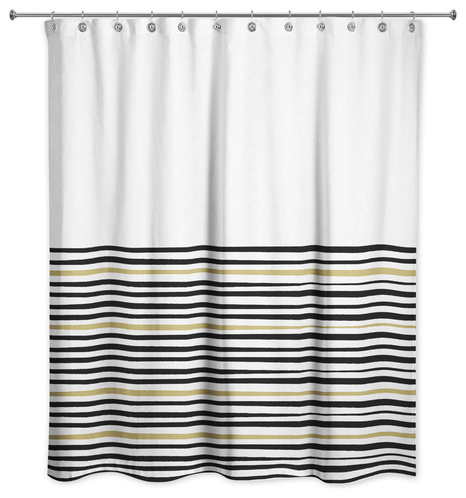 Black and Gold Stripe Shower Curtain
