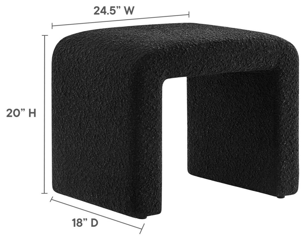 Simba Boucle Fabric Waterfall Stool - Black