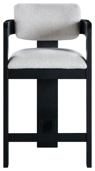 Sacha Upholstered Bar and Counter Stool, Grey, Linen Textured Fabric, Black