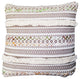 Benzara UPT-261537 Square Jacquard Cotton Accent Throw Pillow, Brown, White