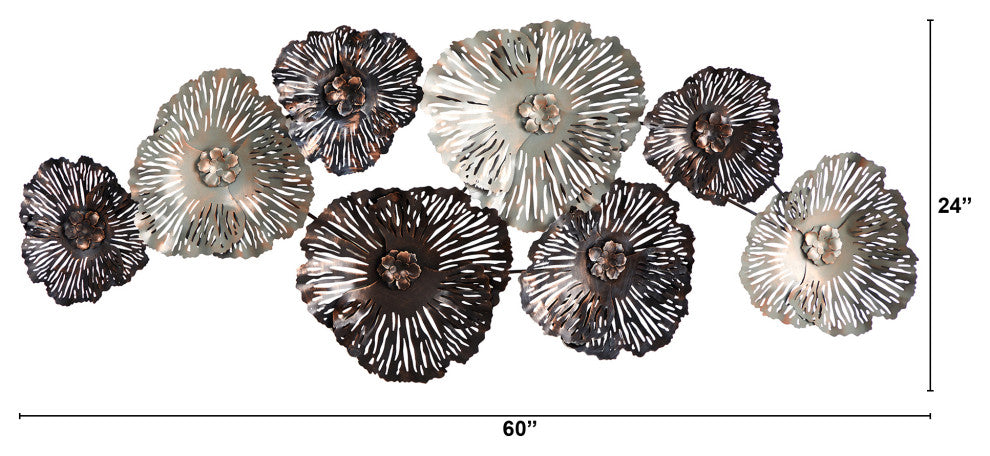 Nearly Natural 7066 5x2 Floating Metal Floral Design Metal Wall Art Decor
