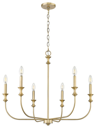 6 Light 28.25 in. Vintage Brass Chandelier