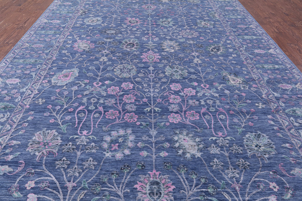 9' 11" X 15' 9" Persian Hand Knotted Wool and Silk Rug Q11887