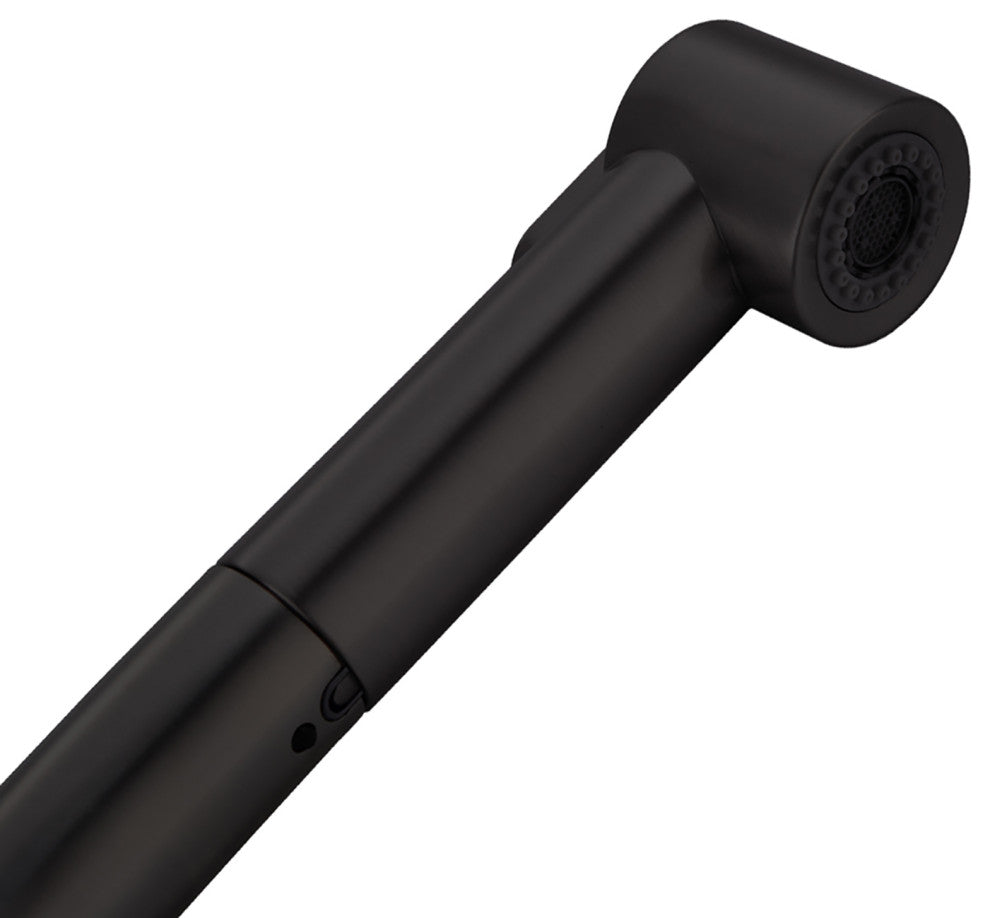Single Handle Deck Mounted High Arc Pull Out Kitchen Faucet, Matte Black