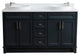 61" Double Sink Vanity, Dark Gray Finish And Engineered Stone Top And Round Sink