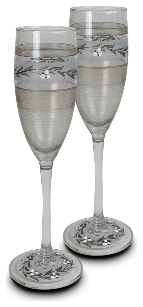 Pewter Vine Champagne Glasses, Set of 2