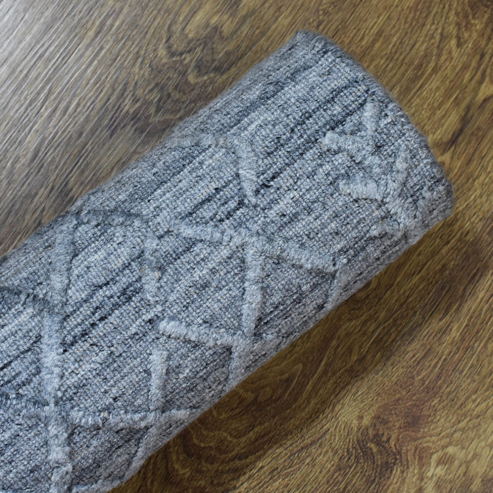 HAND WOVEN FLAT WEAVE KILIM POLYESTER AREA RUGS -Rectangle,Silver,Geometric, [Rectangle] 4'x6'