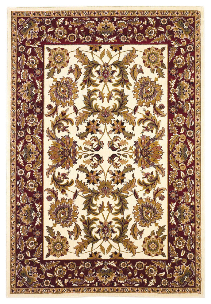 HomeRoots 9' x 13' Polypropylene Ivory or Red Area Rug