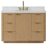 Vinnova Cadiz Bath Vanity, Composite Stone Top, Washed Ash Grey, 48", No Mirror