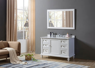 48" Classic Single Bath Vanity, White and Mirror