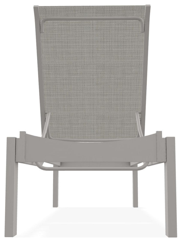 Leeward Sling Stackable Outdoor Chaise Lounge, Deacon/Warm Gray