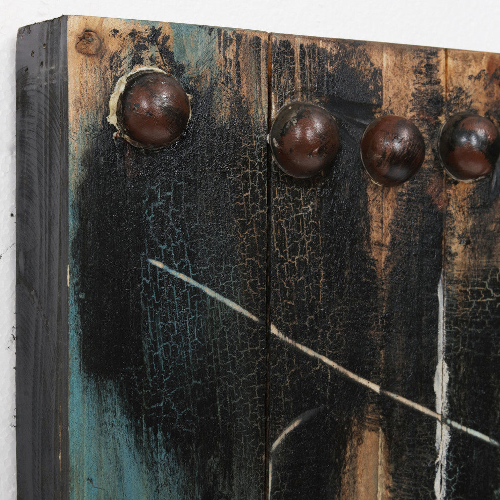 "Antique Wooden Doors" Metallic Handed Painted Rugged Wooden Wall Art