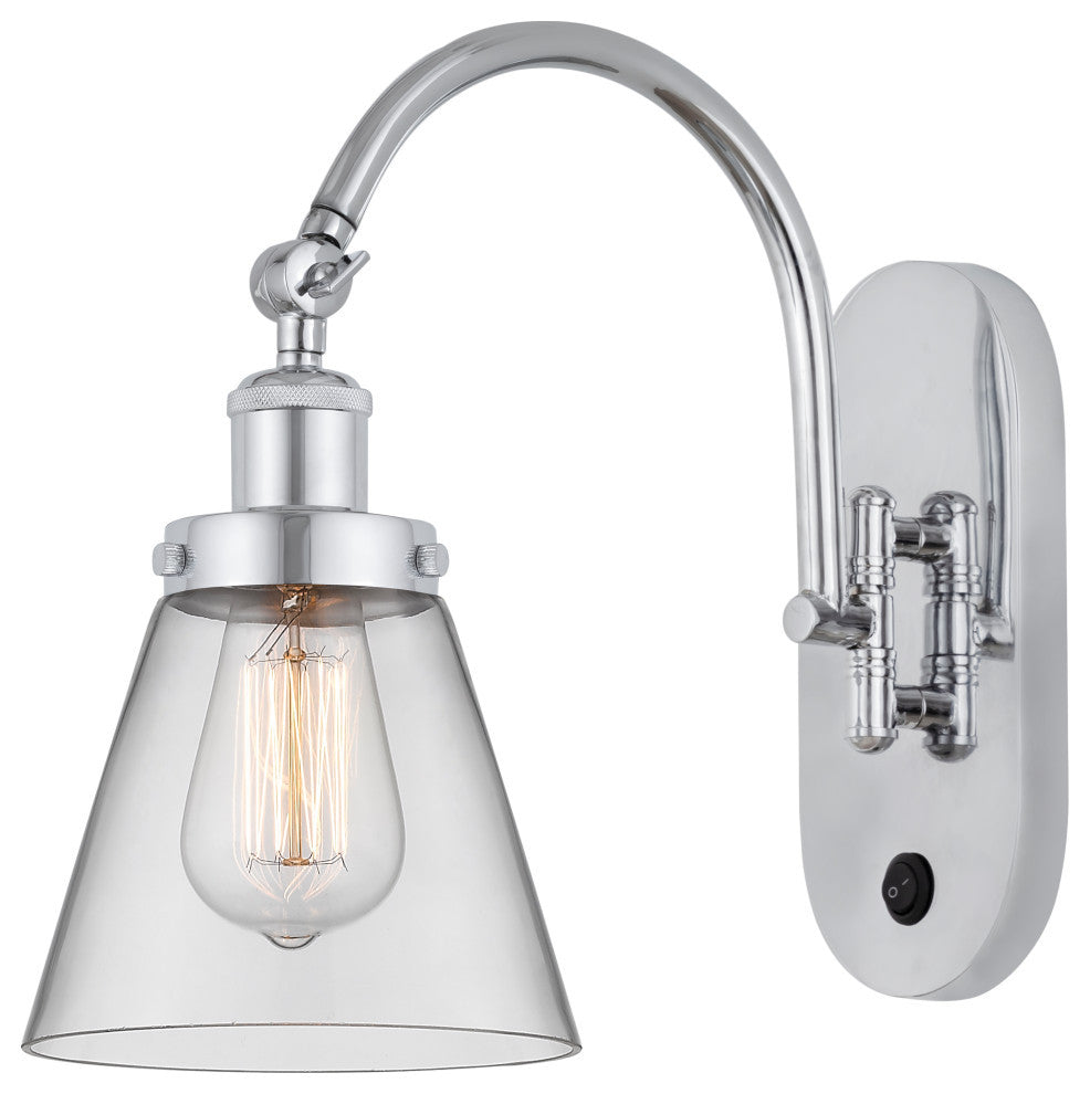 Cone Sconce, Polished Chrome, Clear, Clear