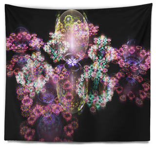 Pink Water Drops on Mirror Abstract Wall Tapestry, 60"x50"
