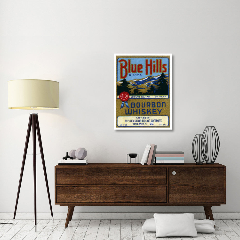 "Blue Hills Bourbon Whiskey" Print by Vintage Booze Labels, 29"x38"