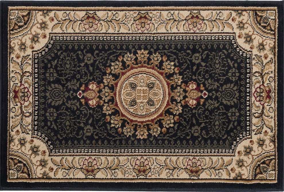 Jayden Traditional Oriental Area Rug, Black, 2'x3'