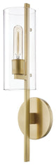 Mitzi Ariel 1-Light Wall Sconce E26 Medium Base Clear, Aged Brass