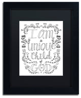 Elizabeth Caldwell 'Unique Child of God' Art, Black Frame, Black Mat, 11x14