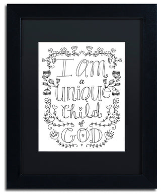 Elizabeth Caldwell 'Unique Child of God' Art, Black Frame, Black Mat, 11x14
