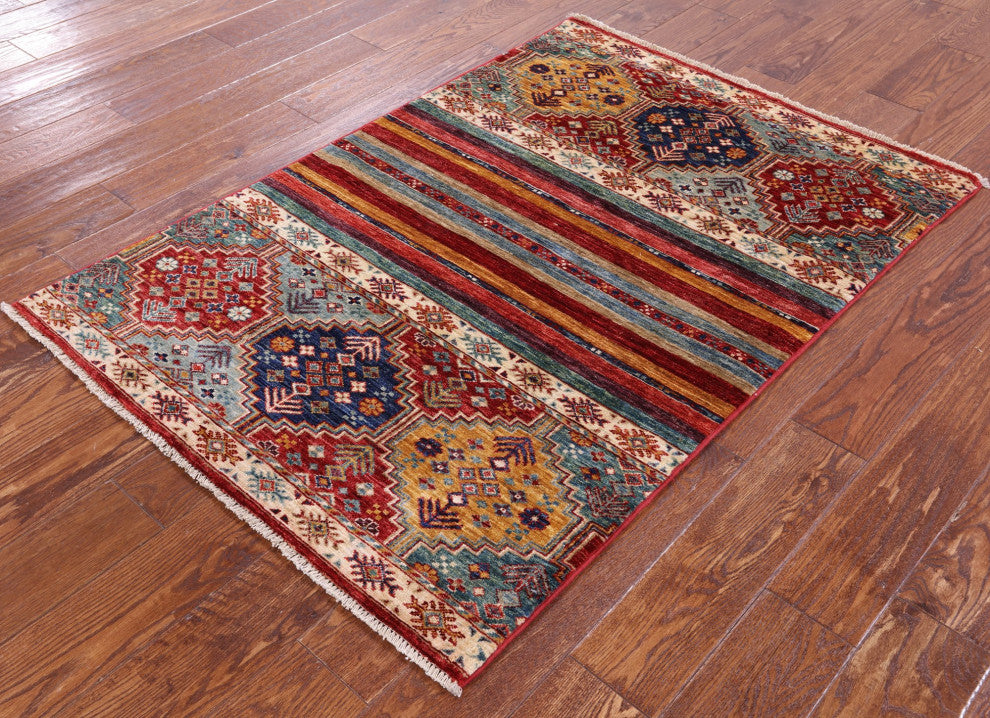 3' 3" X 4' 10" Khorjin Super Kazak Handmade Rug - Q12693