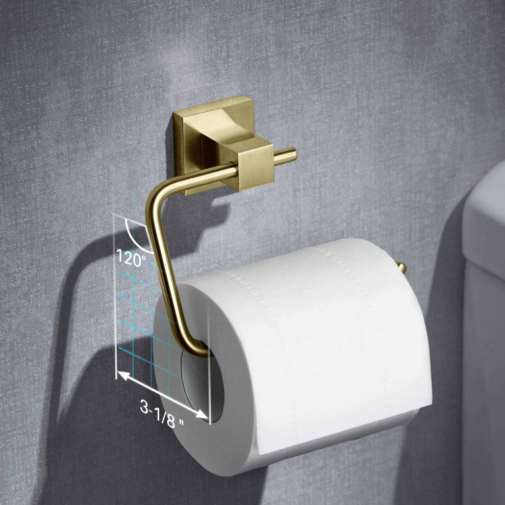 Cube Bathroom Toilet Paper Holder, Brushed Gold