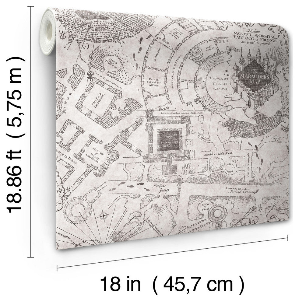 Grey Harry Potter Marauder's Map Peel & Stick Wallpaper