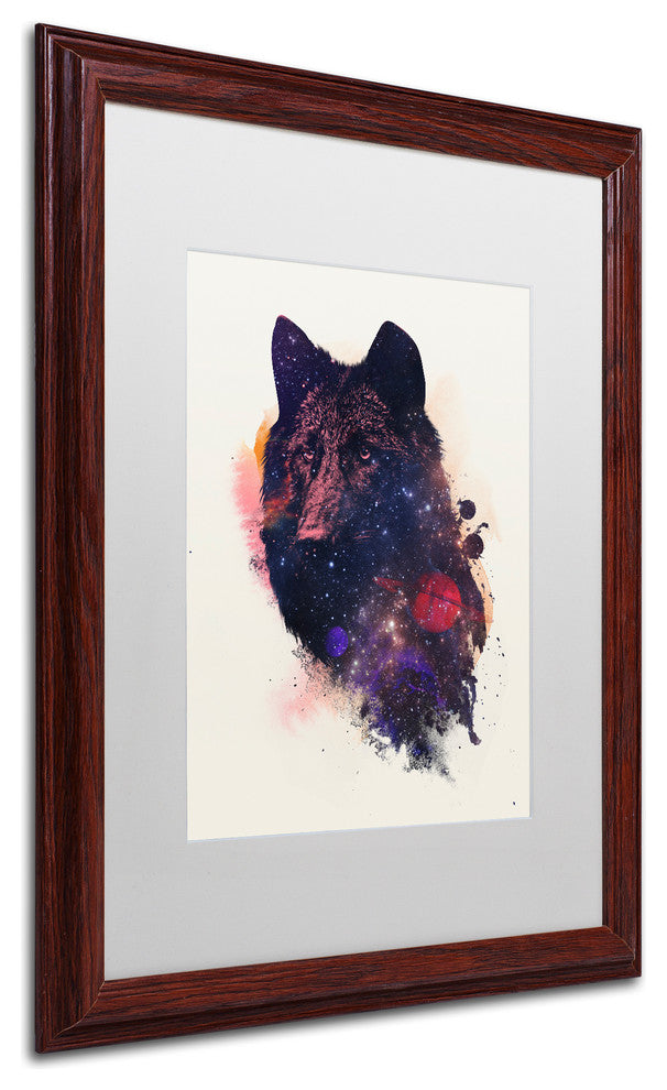 Robert Farkas 'Universal Wolf' Art, Wood Frame, White Mat, 20x16